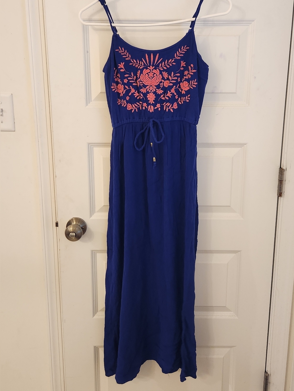 Love On A Hanger Blue Maxi Summer Dress Pink Size M Boho Floral #M1304